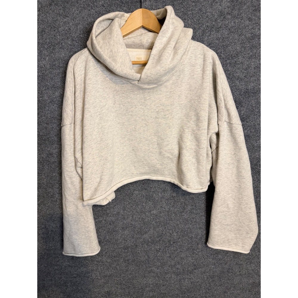 TKEES Women Light Gray Heather Cropped Hoodie Made in Canada Size 2/3 Relaxed